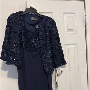 Elegant Navy Blue Women's Dress with Jacket